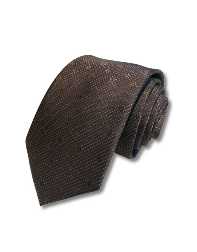 Louis Vuitton Signature Monogram Silk Tie Deep Brown For Men
