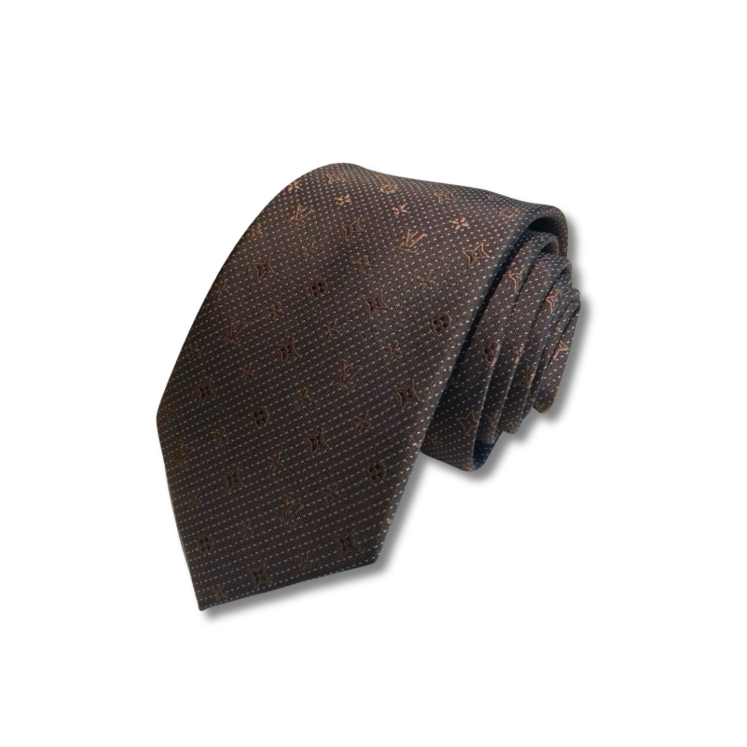 Louis Vuitton Signature Monogram Silk Tie Deep Brown For Men