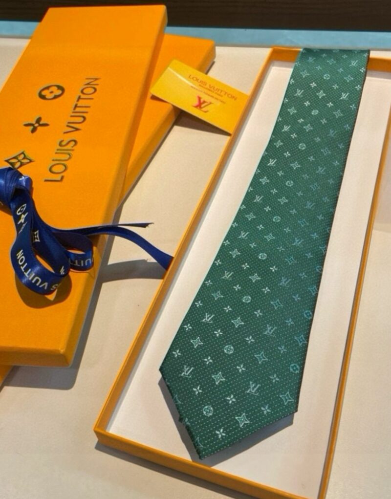 Louis Vuitton Signature Monogram Silk Tie Green For Men