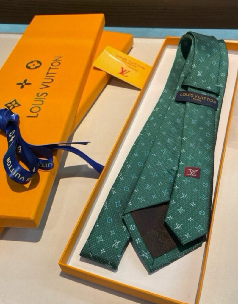 Louis Vuitton Signature Monogram Silk Tie Green For Men
