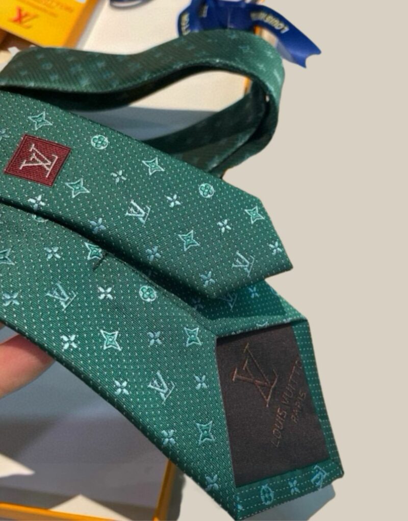 Louis Vuitton Signature Monogram Silk Tie Green For Men