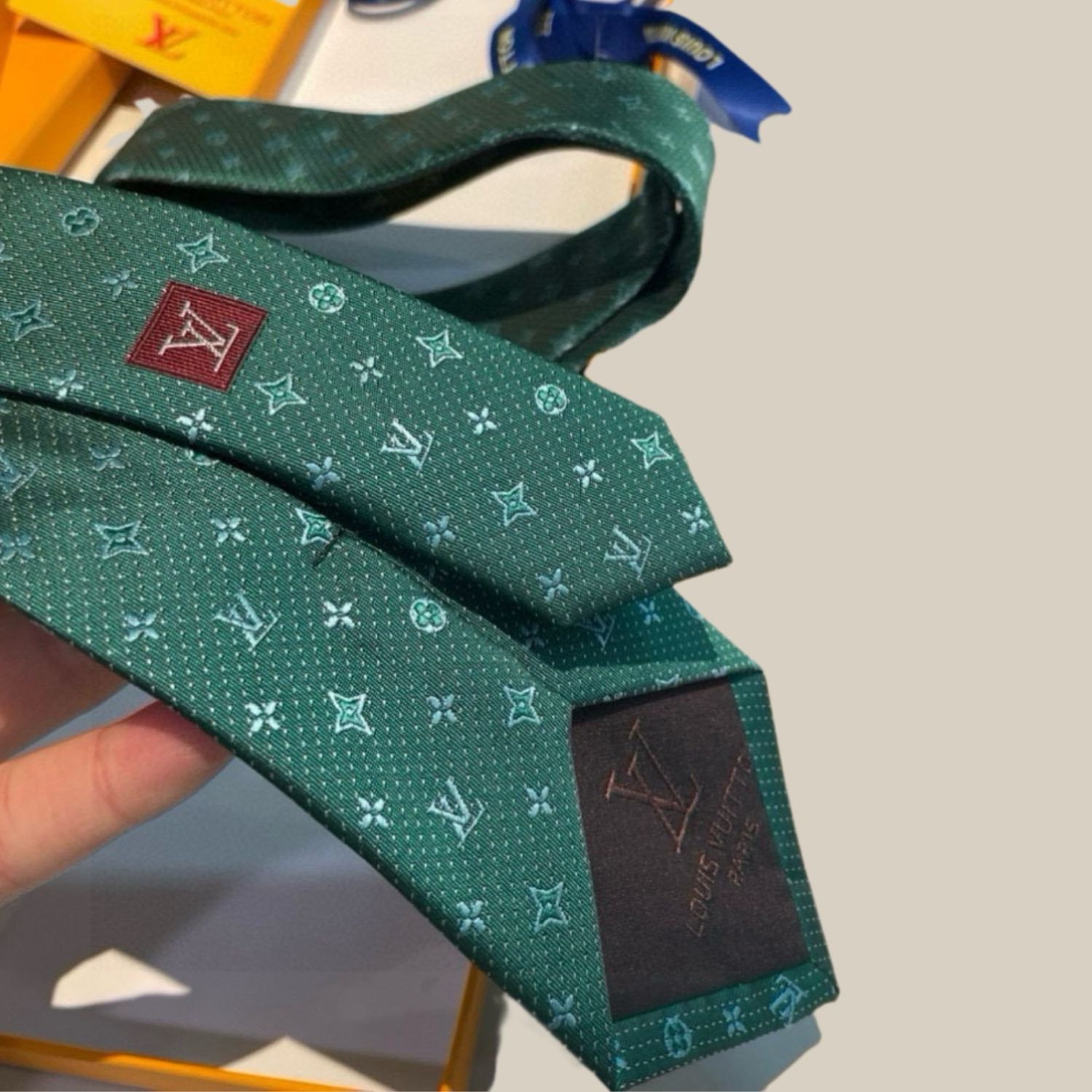 Louis Vuitton Signature Monogram Silk Tie Green For Men