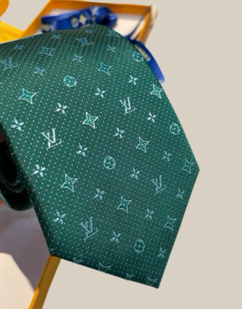 Louis Vuitton Signature Monogram Silk Tie Green For Men