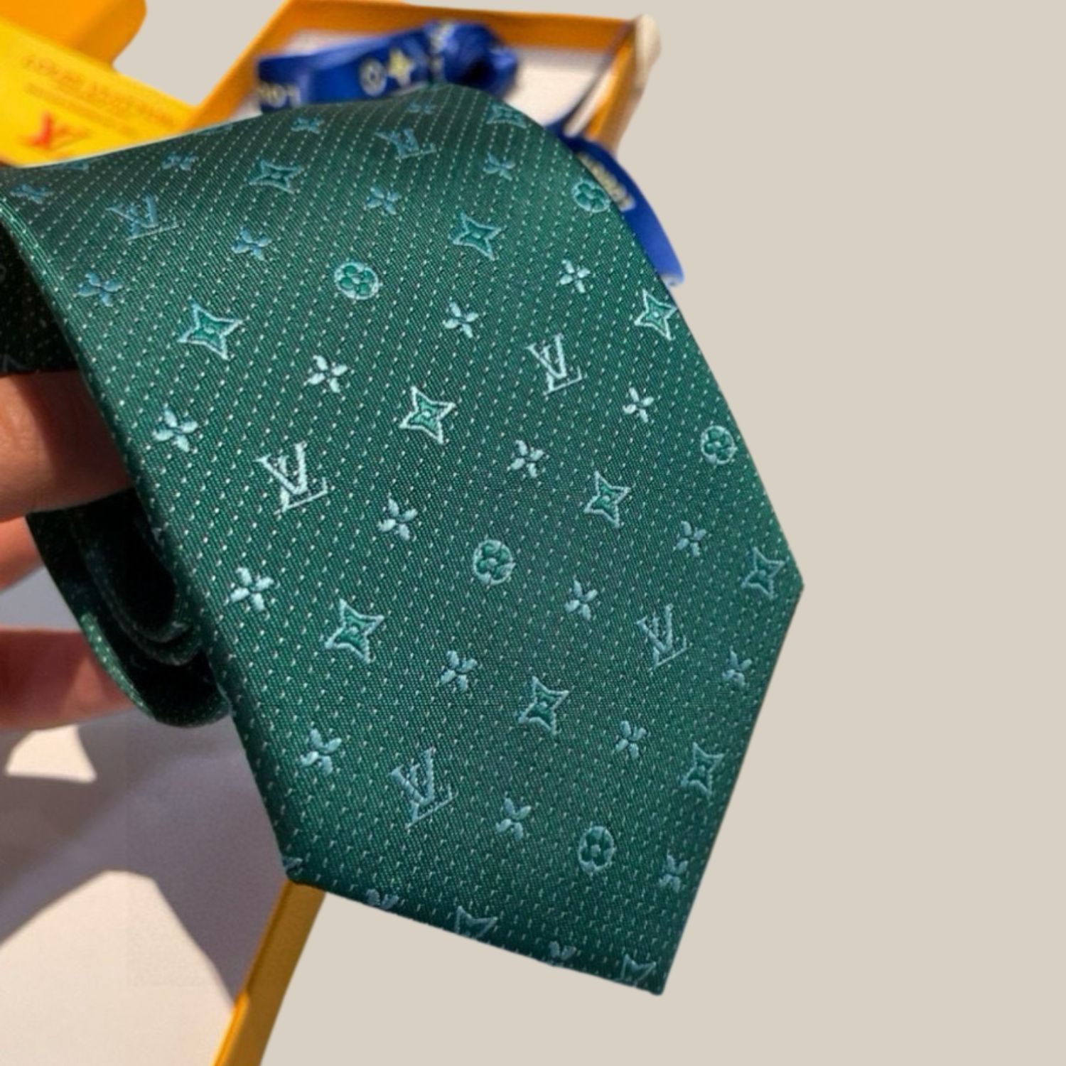 Louis Vuitton Signature Monogram Silk Tie Green For Men