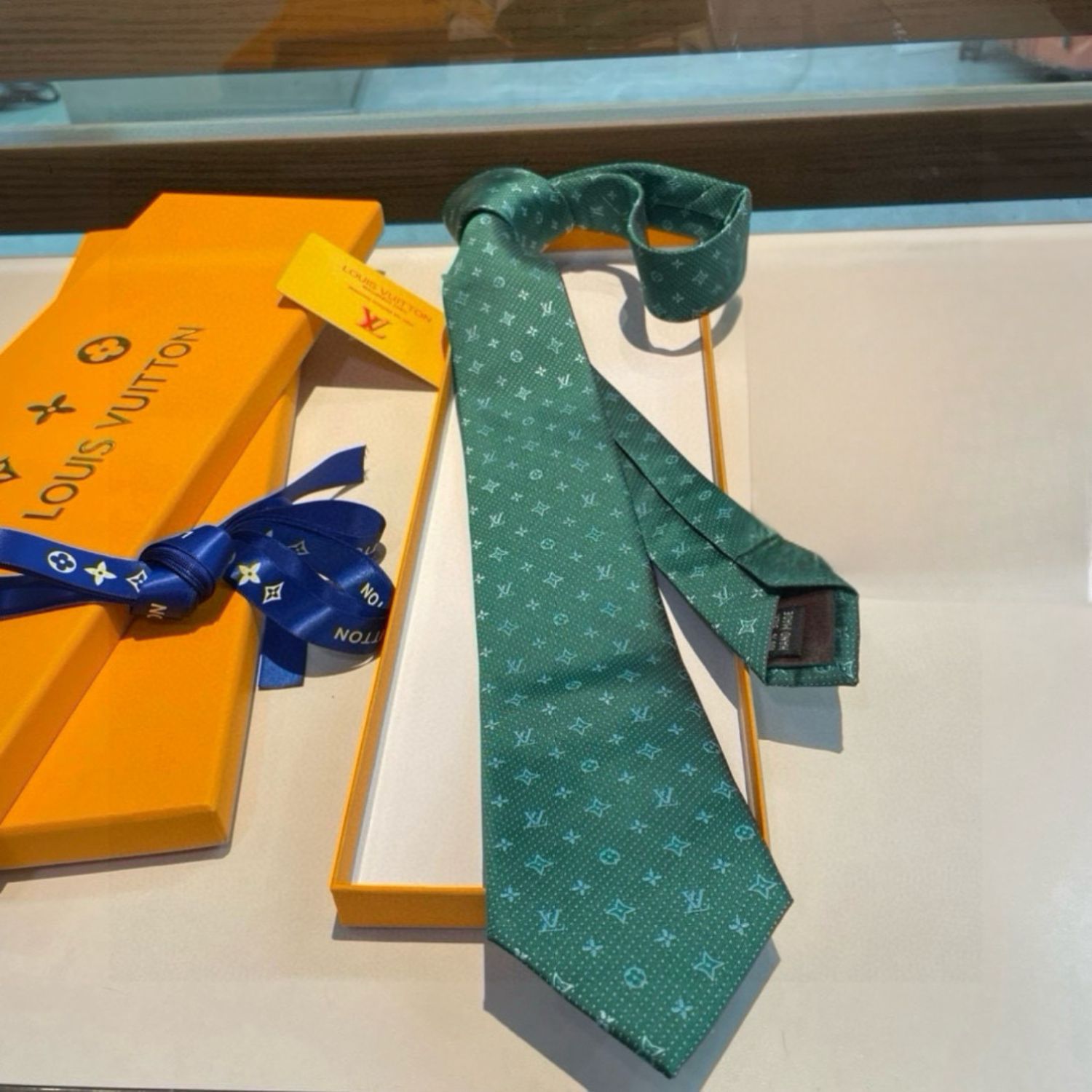 Louis Vuitton Signature Monogram Silk Tie Green For Men