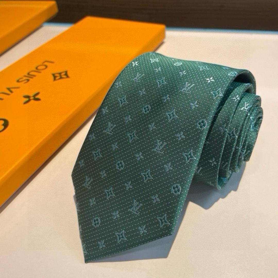Louis Vuitton Signature Monogram Silk Tie Green For Men