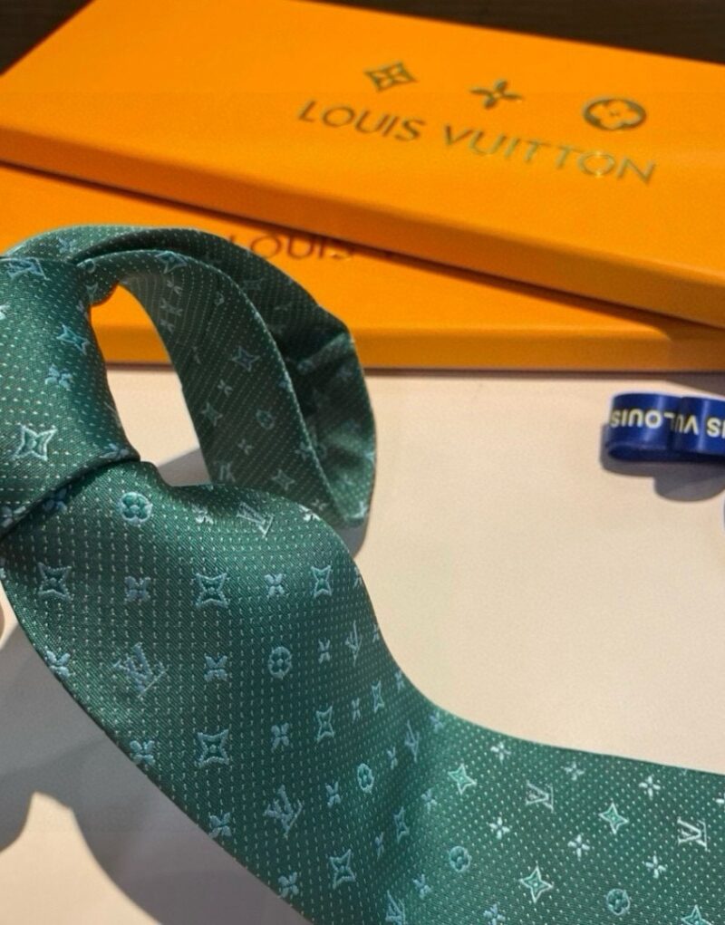 Louis Vuitton Signature Monogram Silk Tie Green For Men