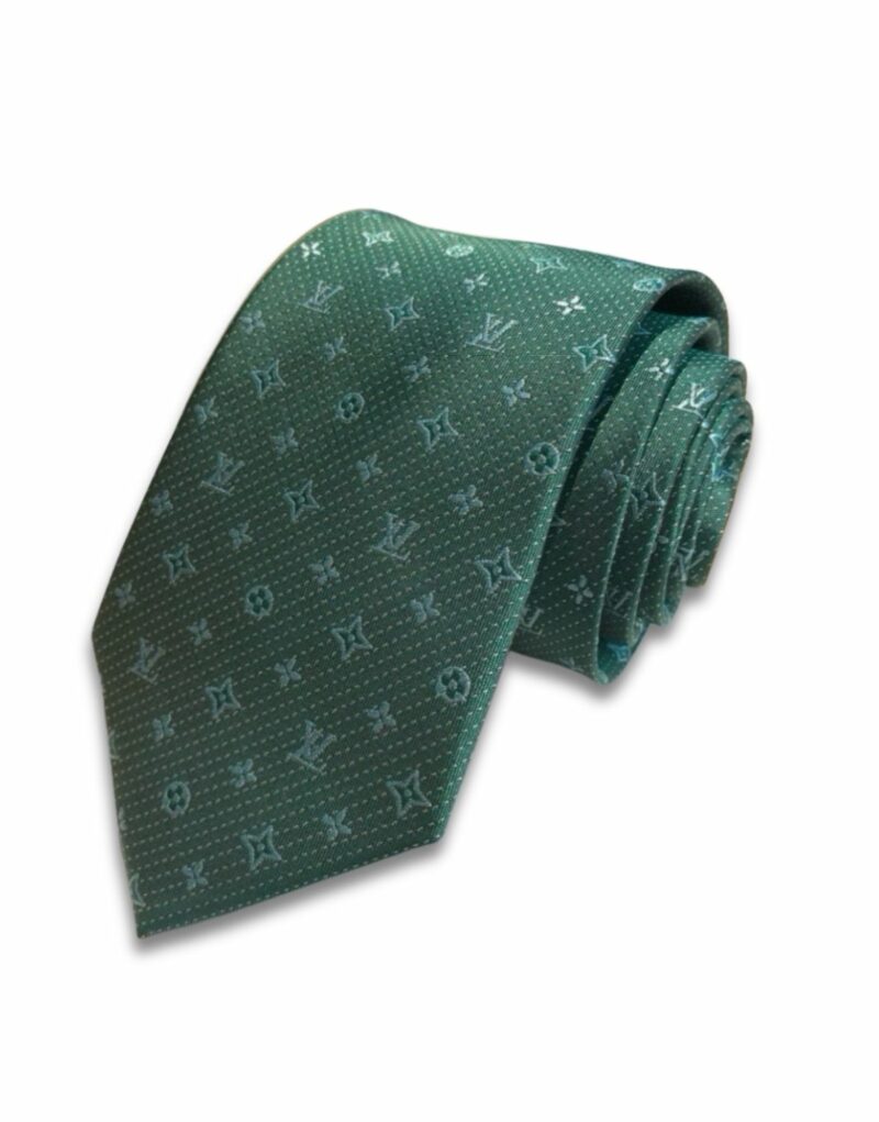 Louis Vuitton Signature Monogram Silk Tie Green For Men