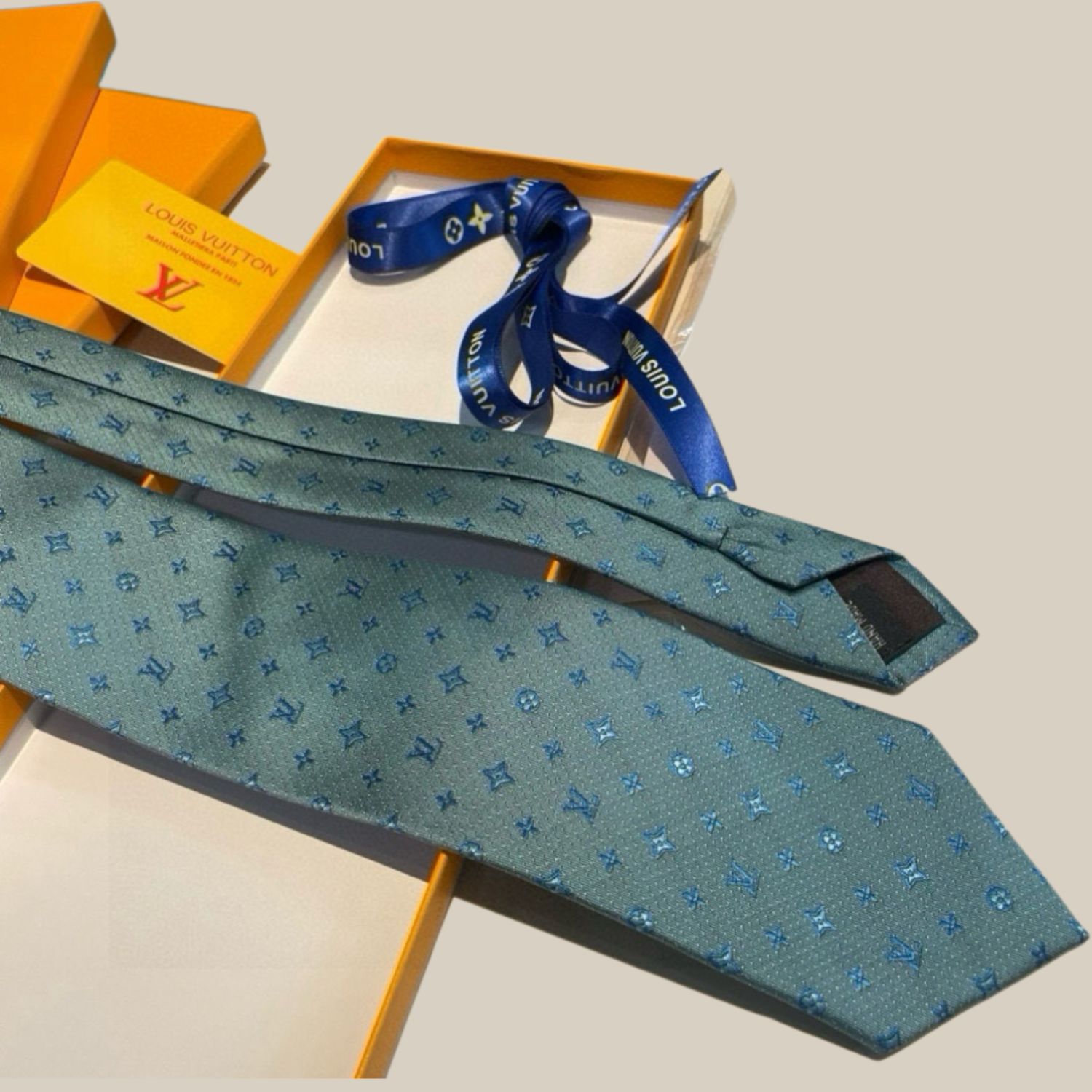 Louis Vuitton Signature Monogram Silk Tie Mint For Men