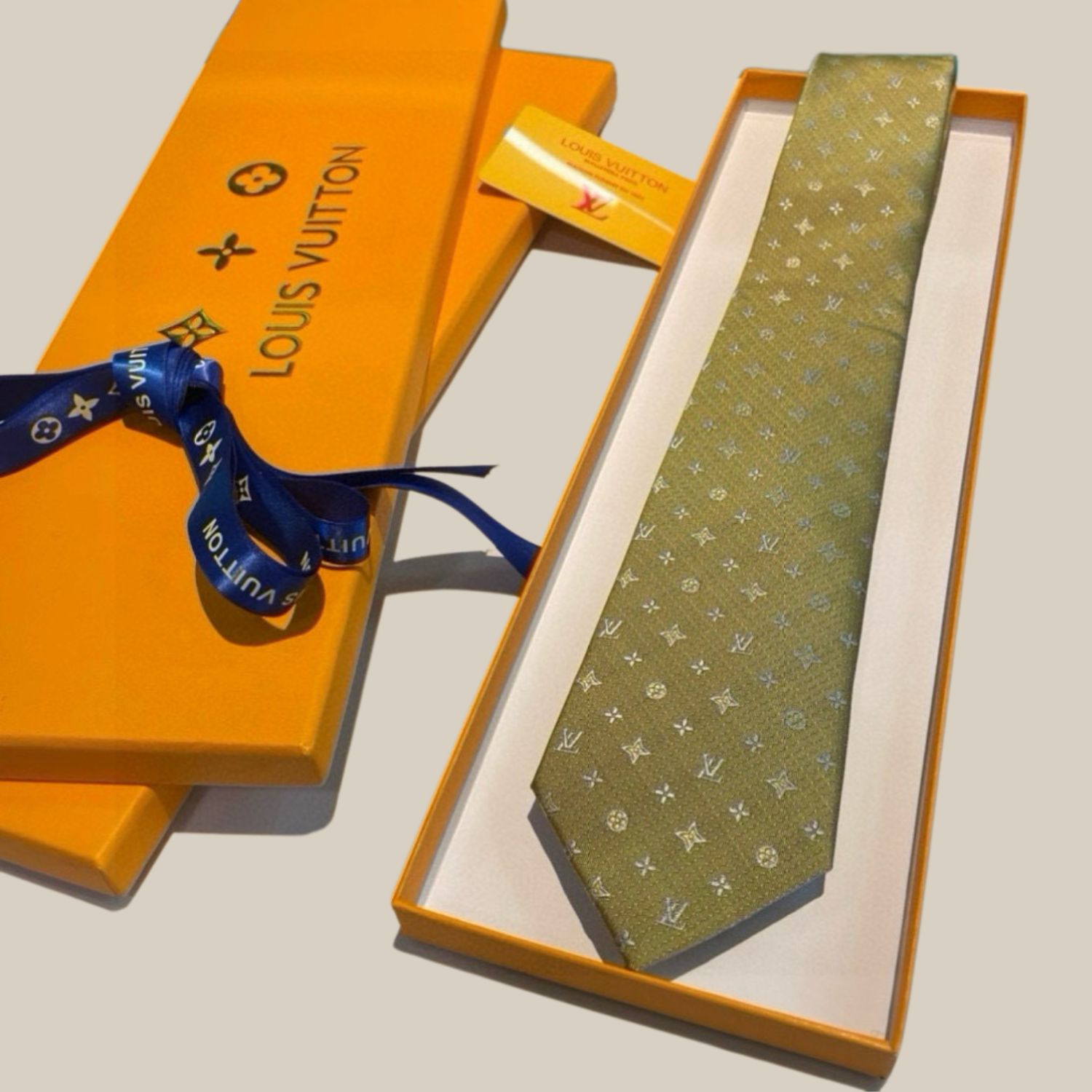 Louis Vuitton Signature Monogram Silk Tie Mustard For Men