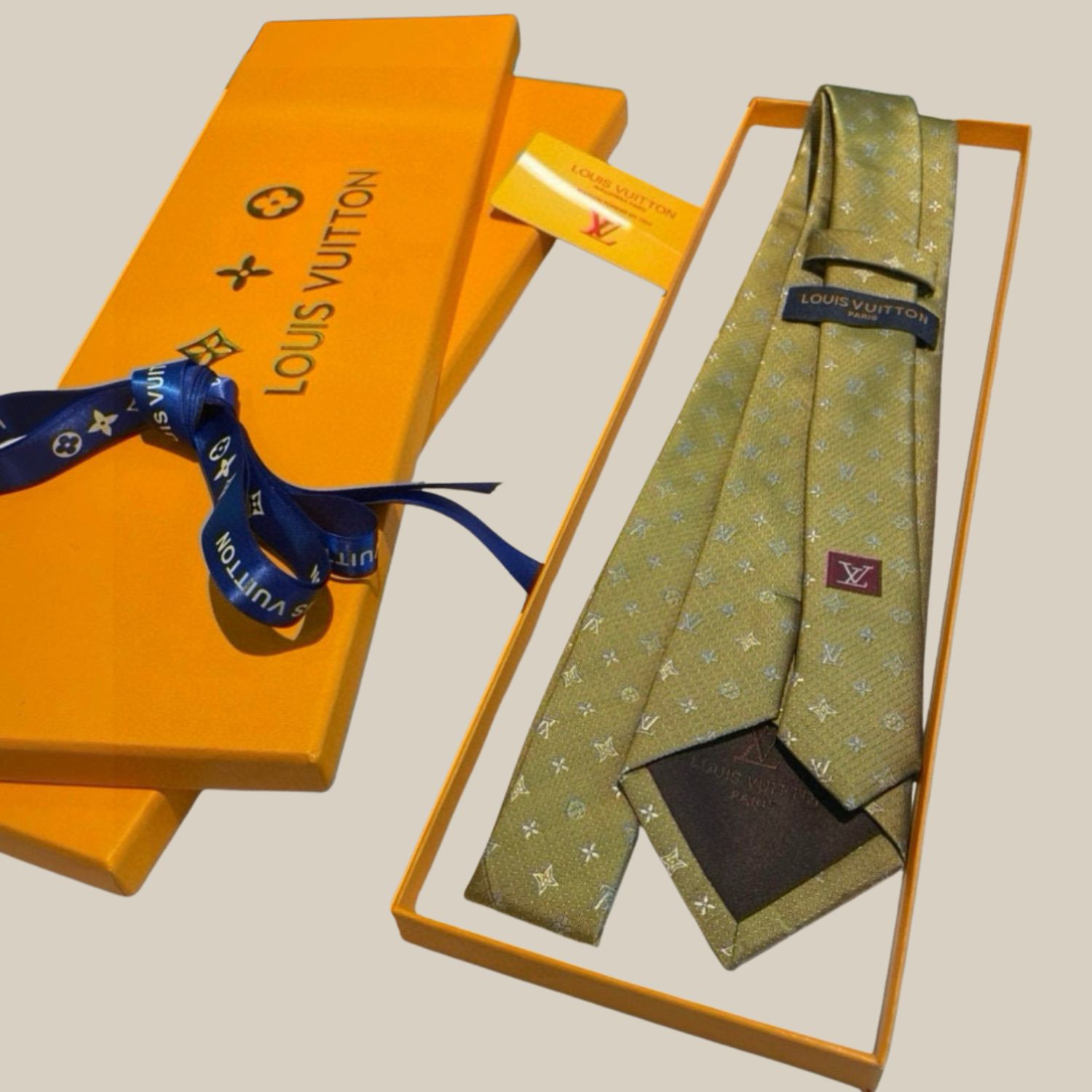 Louis Vuitton Signature Monogram Silk Tie Mustard For Men