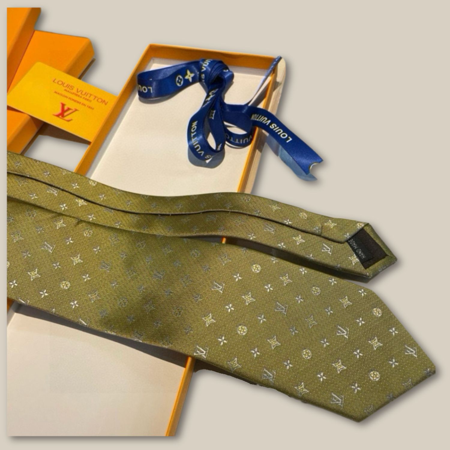Louis Vuitton Signature Monogram Silk Tie Mustard For Men