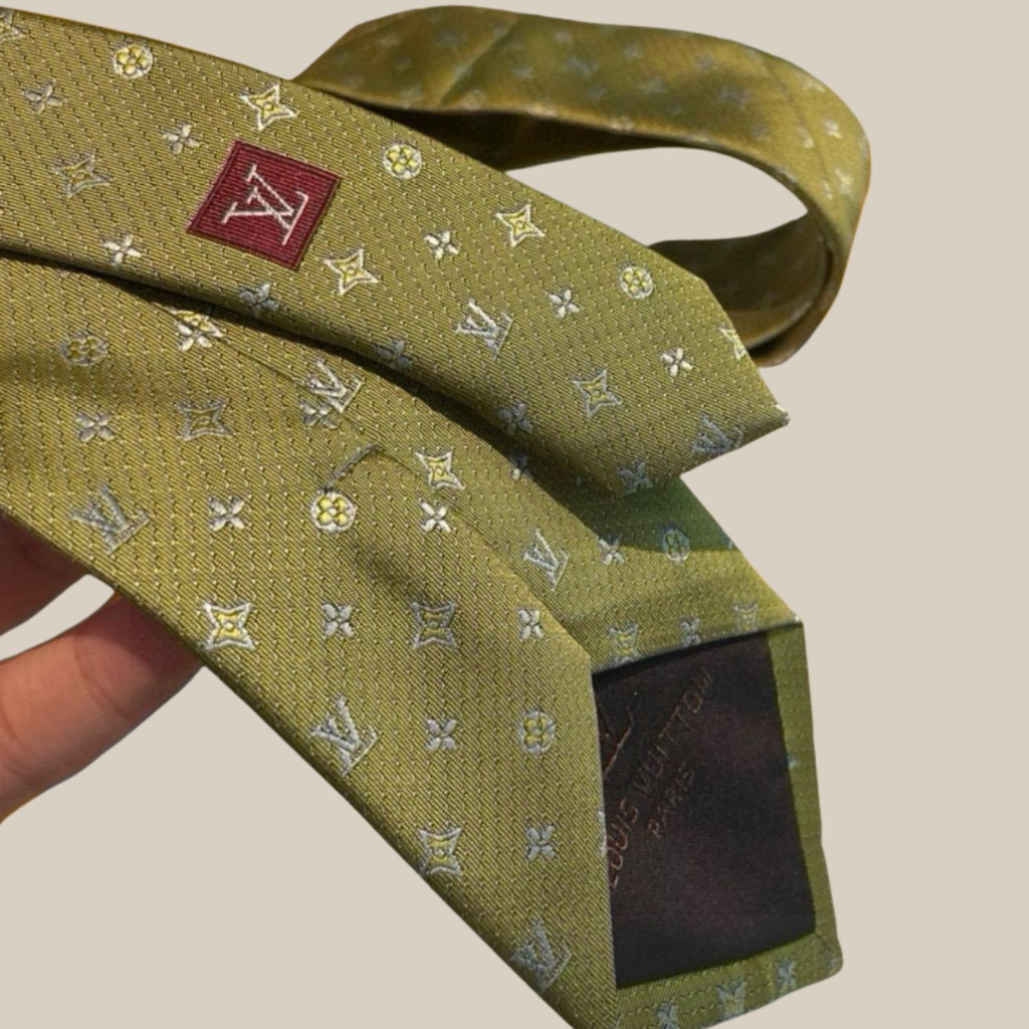 Louis Vuitton Signature Monogram Silk Tie Mustard For Men