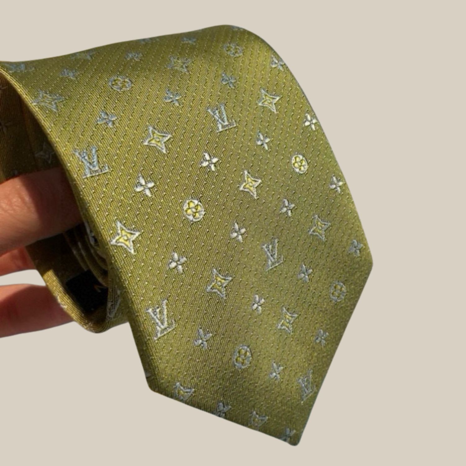 Louis Vuitton Signature Monogram Silk Tie Mustard For Men