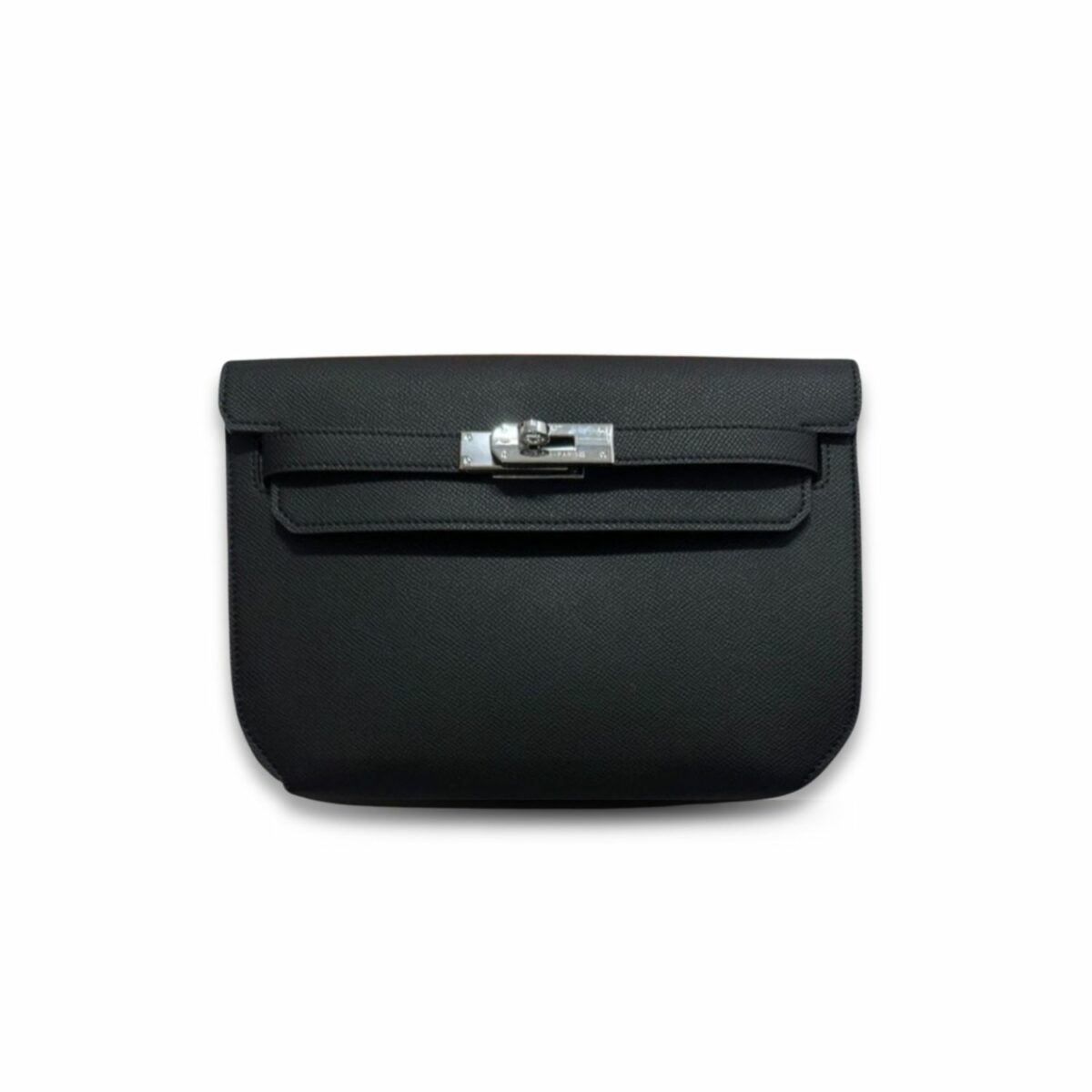 Hermes Garden Kelly Depeches 25 Pouch Silver Hardware Black For Men - 25.4cm/10in