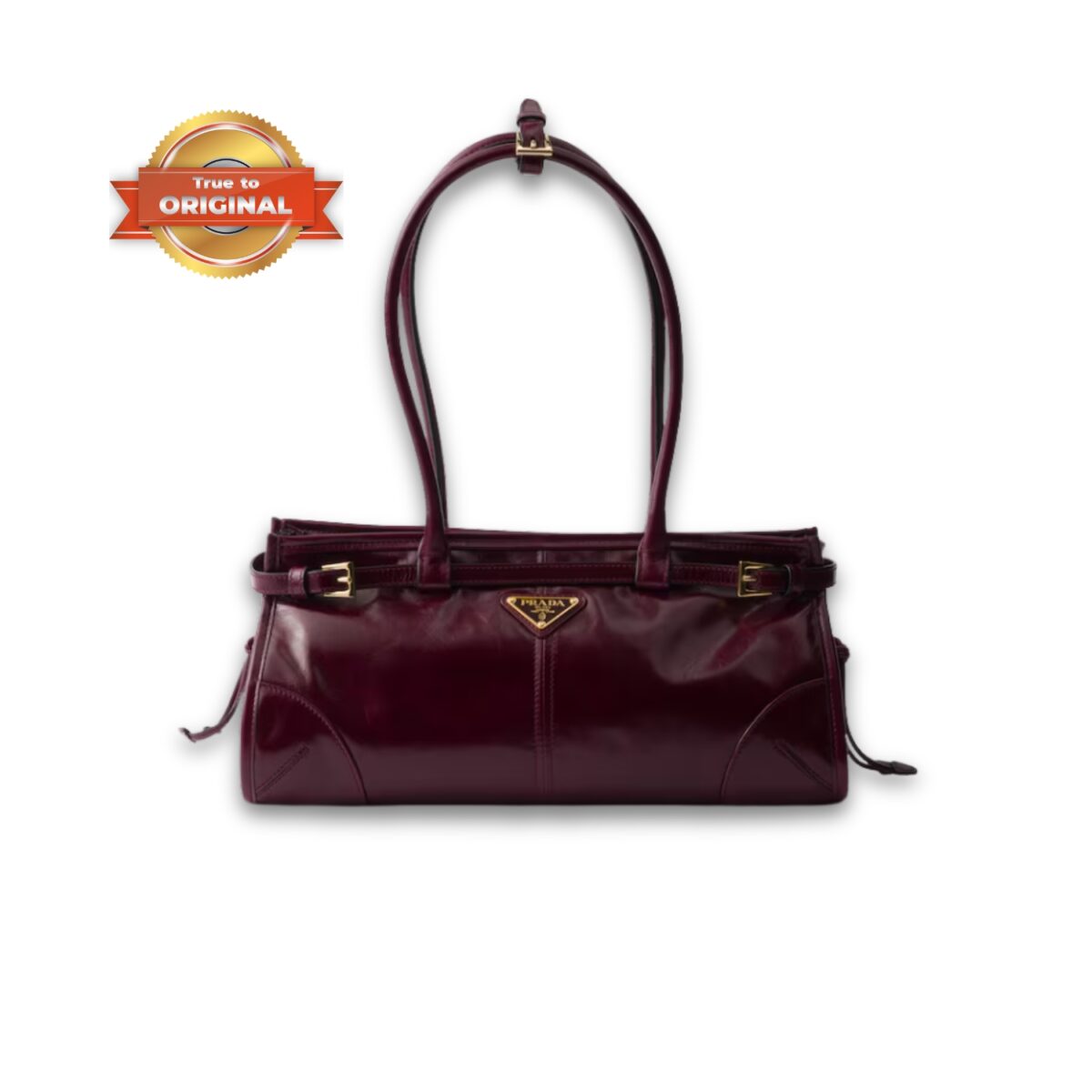 [True-to-ORIGINAL] Prada Bonnie Medium Shoulder Bag Burgundy 32cm/13in - 1BA426_2CYR_F0LV7_V_MOO