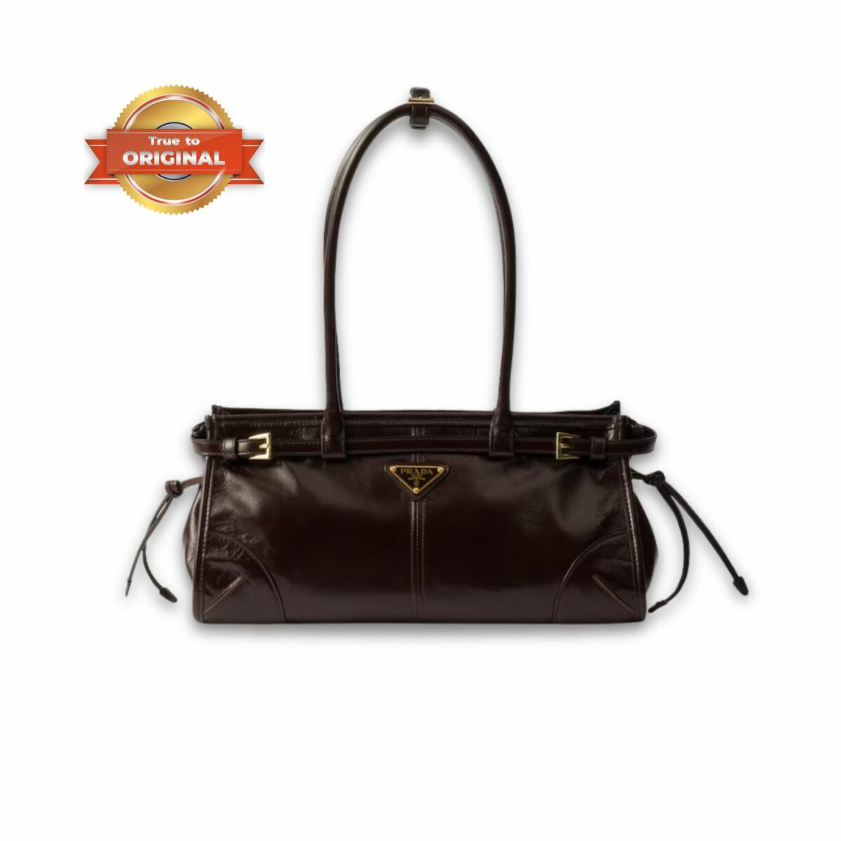 [True-to-ORIGINAL] Prada Bonnie Medium Shoulder Bag Dark Brown 32cm/13in - 1BA426_2CYR_F01D6_V_MOO