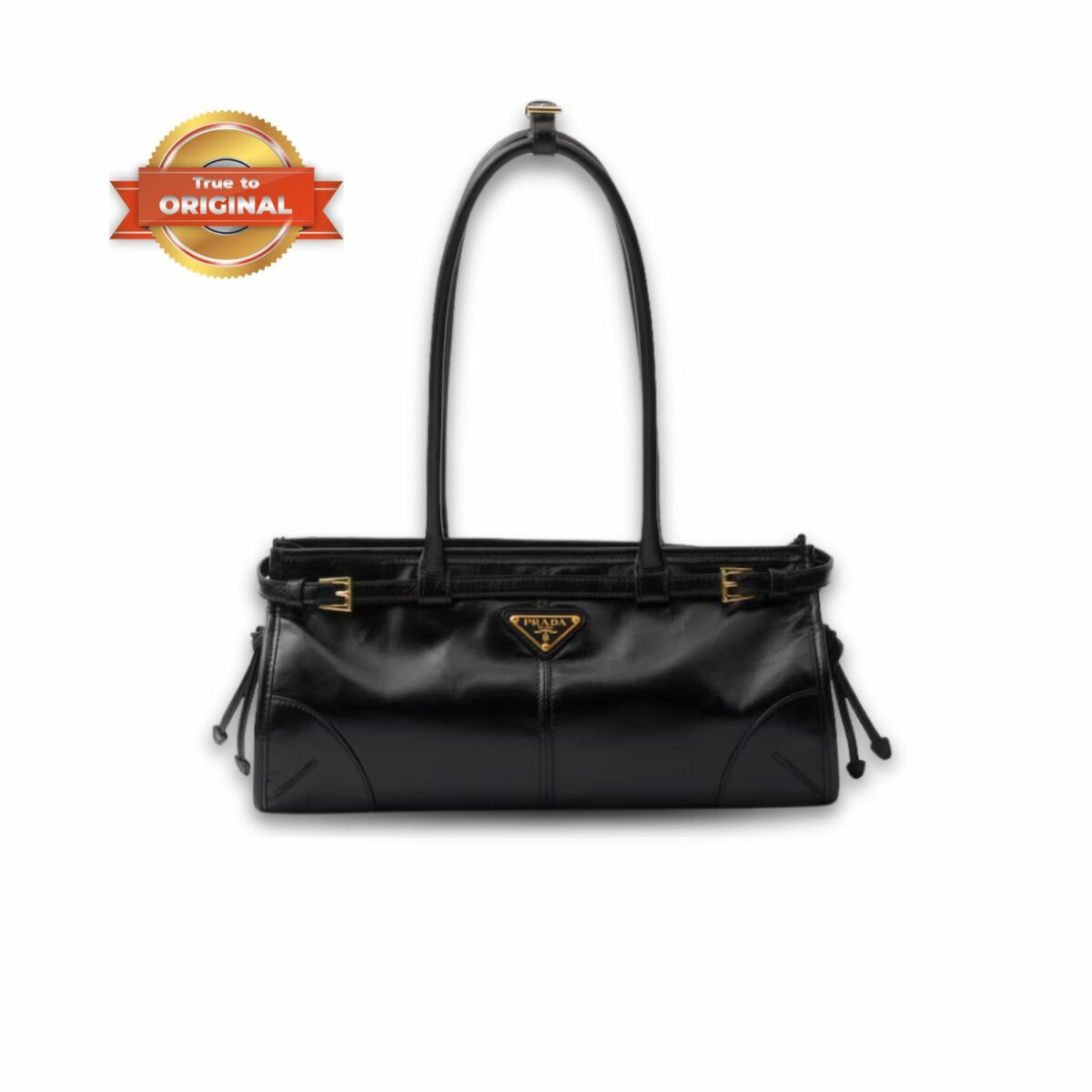 [True-to-ORIGINAL] Prada Bonnie Medium Shoulder Bag Black 32cm/13in - 1BA426_2CYR_F0002_V_MOO