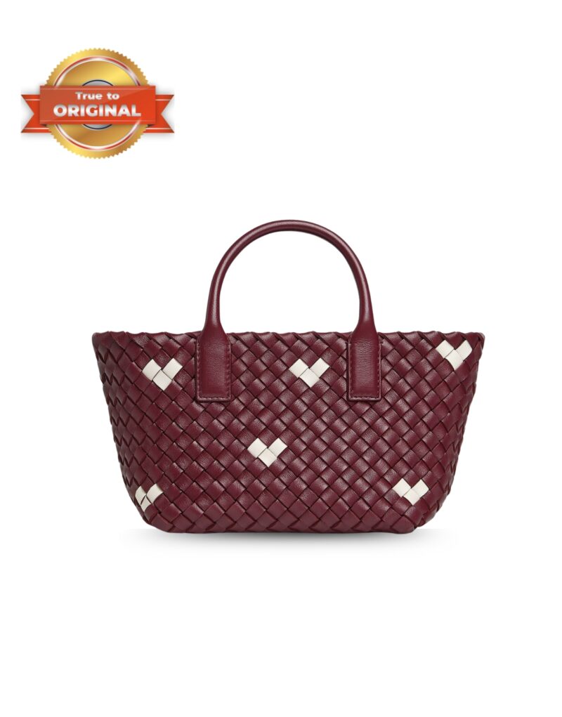[True-to-ORIGINAL] Bottega Veneta Mini Cabat Barolo/White For Women 20cm/7.9in 818017V52B12352