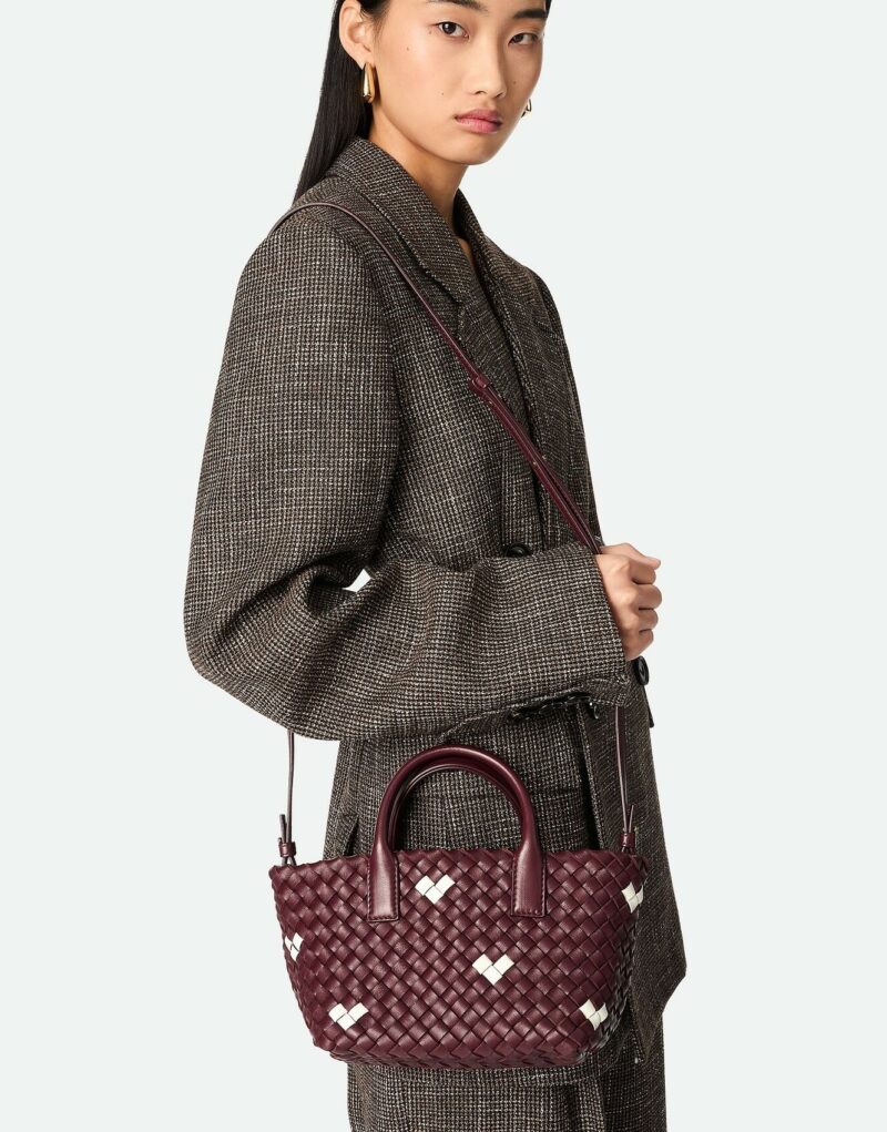 [True-to-ORIGINAL] Bottega Veneta Mini Cabat Barolo/White For Women 20cm/7.9in 818017V52B12352