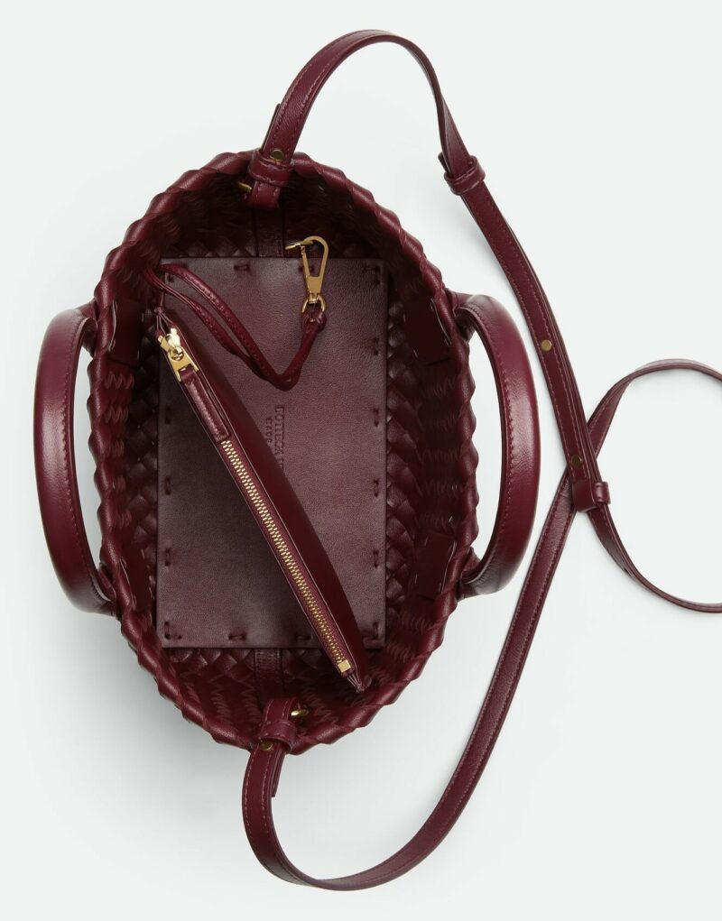 [True-to-ORIGINAL] Bottega Veneta Mini Cabat Barolo/White For Women 20cm/7.9in 818017V52B12352