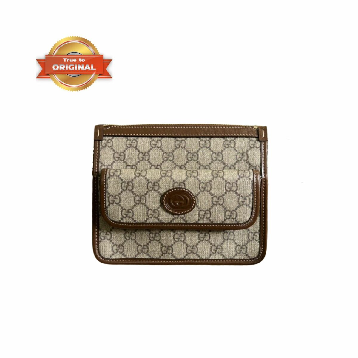 [True-to-ORIGINAL] Gucci Messenger With Interlocking G Beige And Ebony Brown Bag For Men 8in/21cm GG 674164 92THG