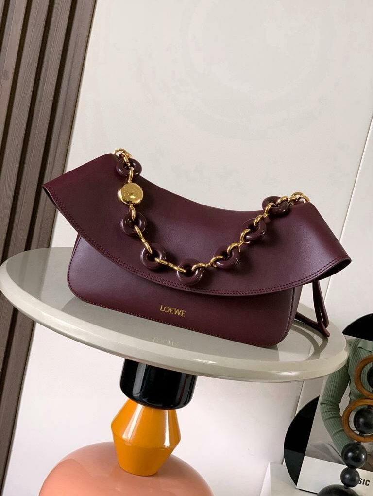 [True-to-ORIGINAL] Loewe Medium Ola Bag Dark Burgundy For Women 26cm/10.2in AP22P22X07