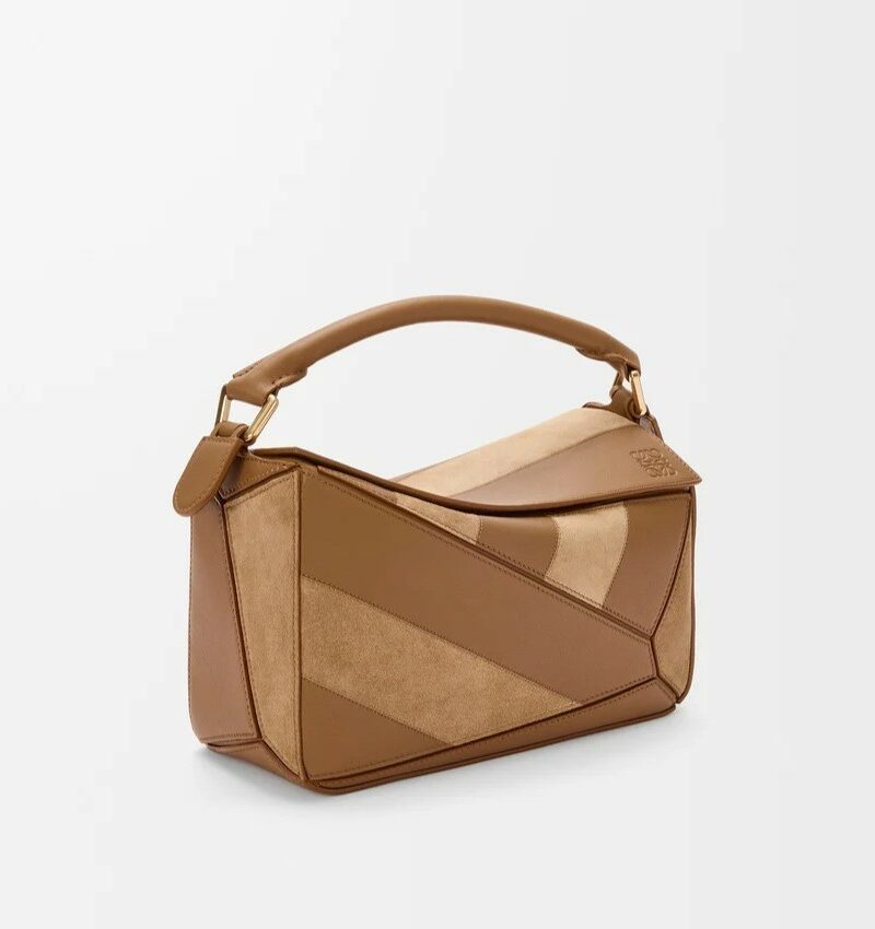 Loewe Small Puzzle Bag Oak Suede For Women 9.4in/24cm A510S21XBR