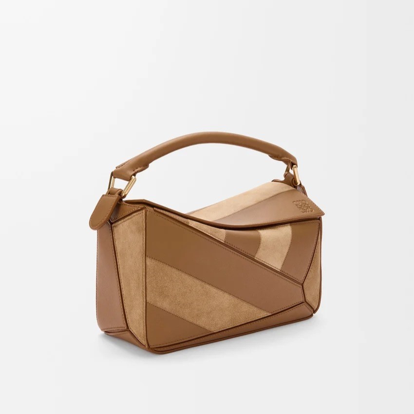 Loewe Small Puzzle Bag Oak Suede For Women 9.4in/24cm A510S21XBR