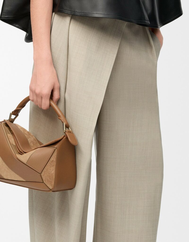 Loewe Small Puzzle Bag Oak Suede For Women 9.4in/24cm A510S21XBR