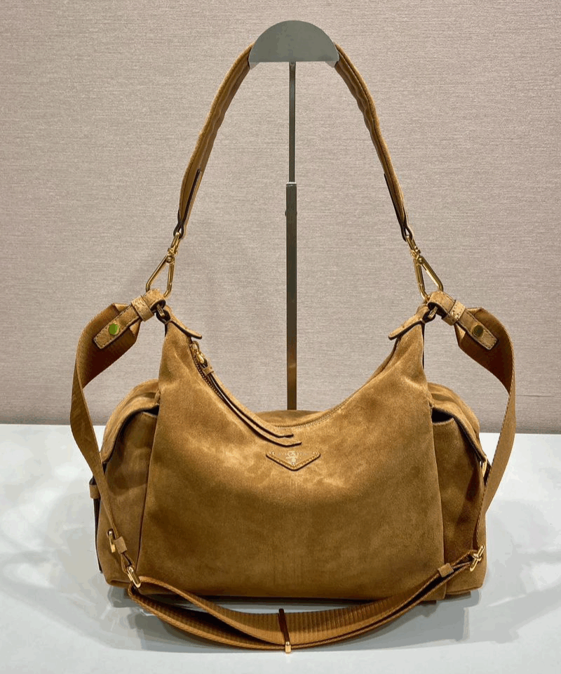 [True-to-ORIGINAL] Prada Explore Large Suede Bag Cinnamon For Women 32cm/12.6in 1BC264_008_F0401_V_NOO