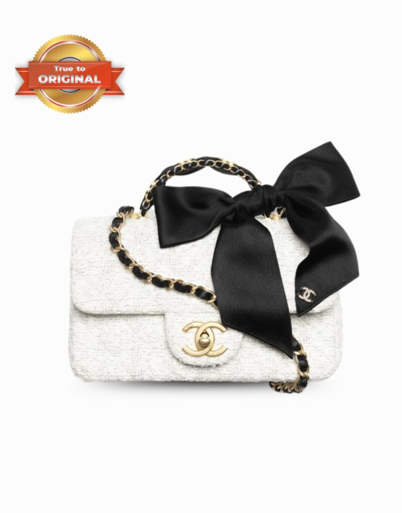 [True-to-ORIGINAL] Chanel Mini Flap Bag With Top Handle White For Women 7.9in/20cm‎ AS5875-B22482-MB103