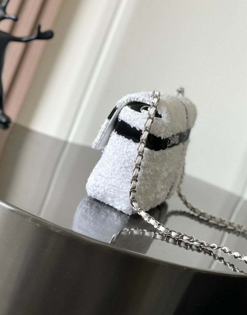 [True-to-ORIGINAL] Chanel Sequin Bow Mini Flap Bag White For Women 7.9in/20cm