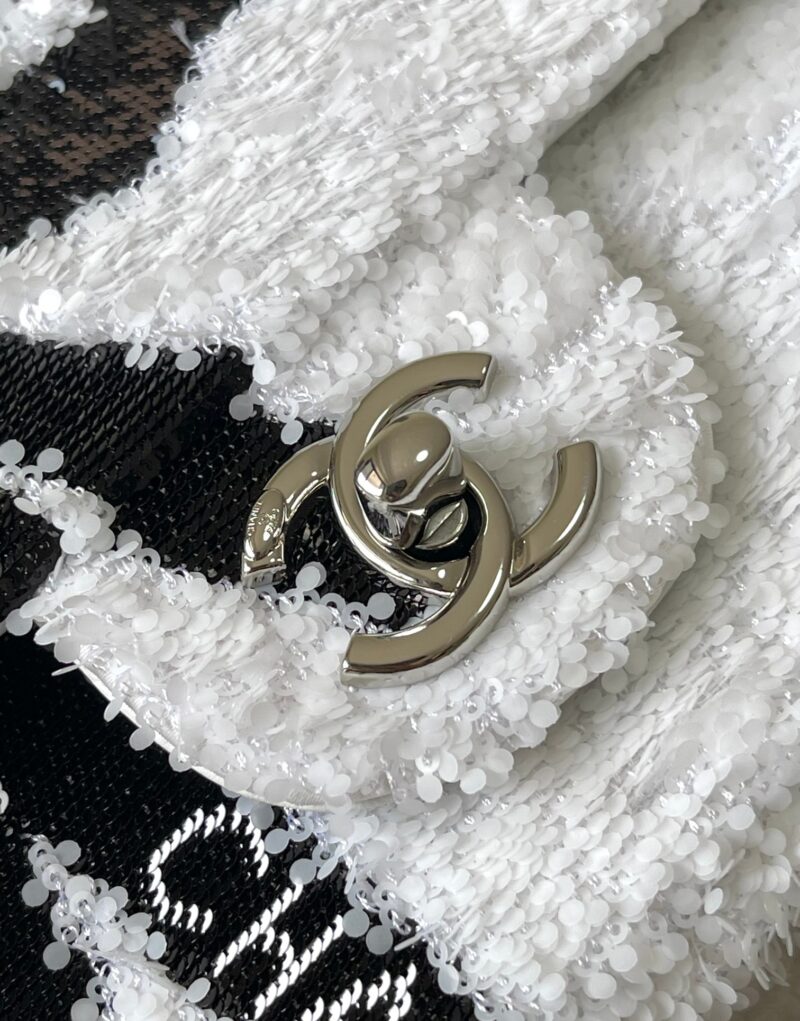 [True-to-ORIGINAL] Chanel Sequin Bow Mini Flap Bag White For Women 7.9in/20cm