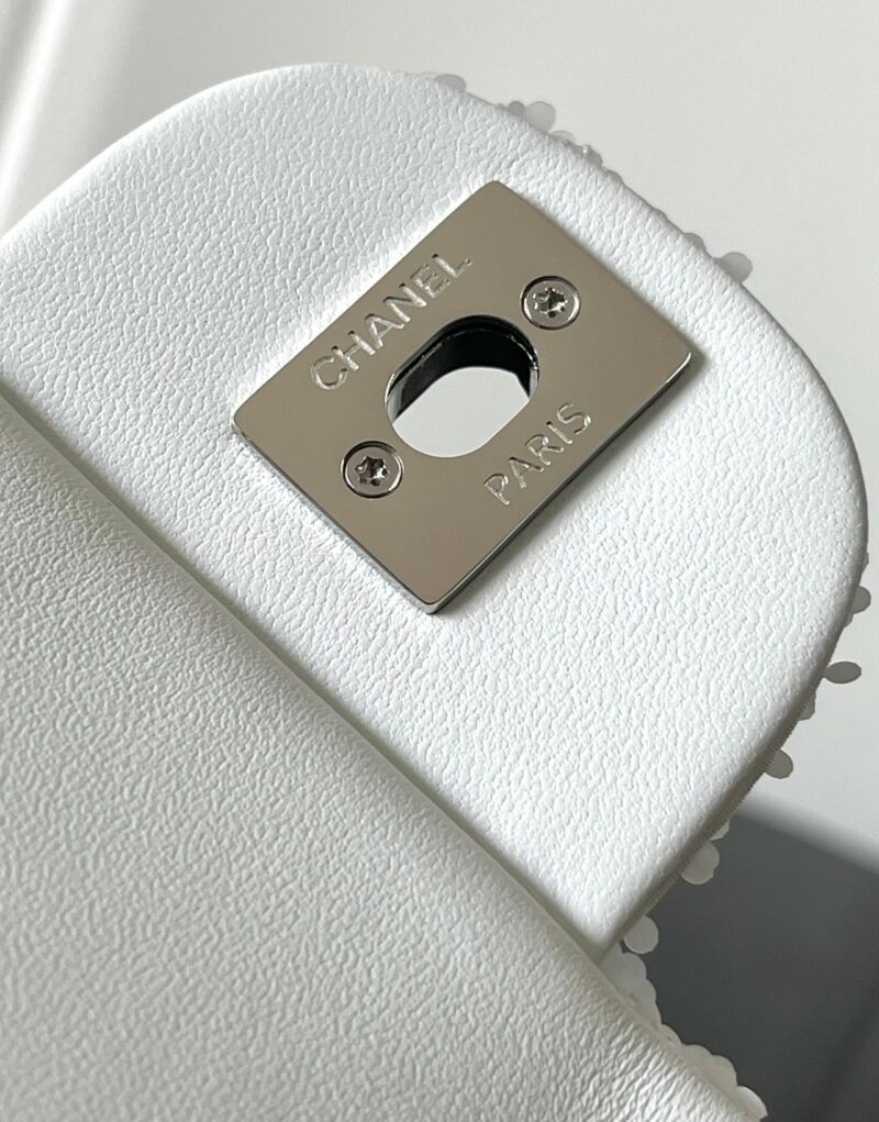 [True-to-ORIGINAL] Chanel Sequin Bow Mini Flap Bag White For Women 7.9in/20cm