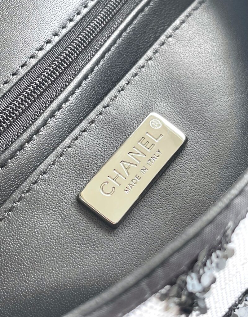 [True-to-ORIGINAL] Chanel Sequin Bow Mini Flap Bag Black For Women 7.9in/20cm