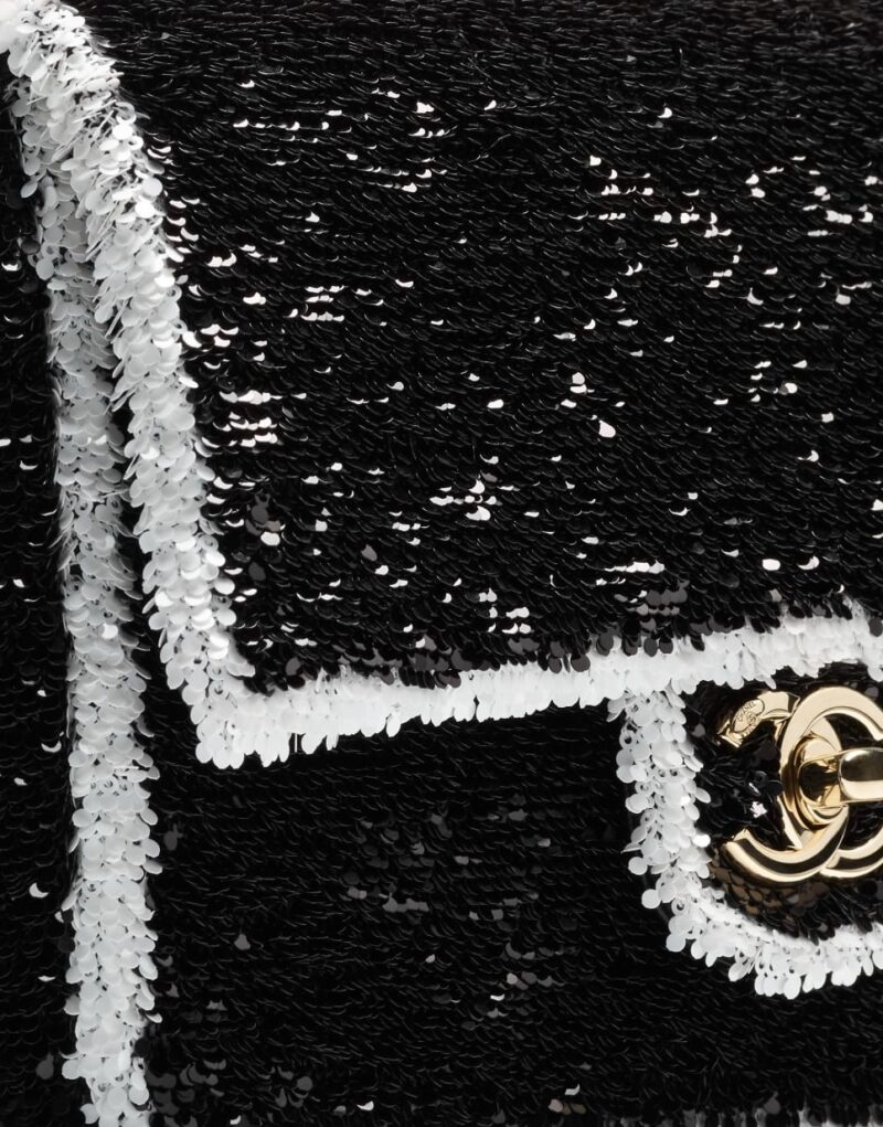 [True-to-ORIGINAL] Chanel Sequins Flap Bag Black For Women 8.3in/21cm‎ AS4561-B22165-U4411