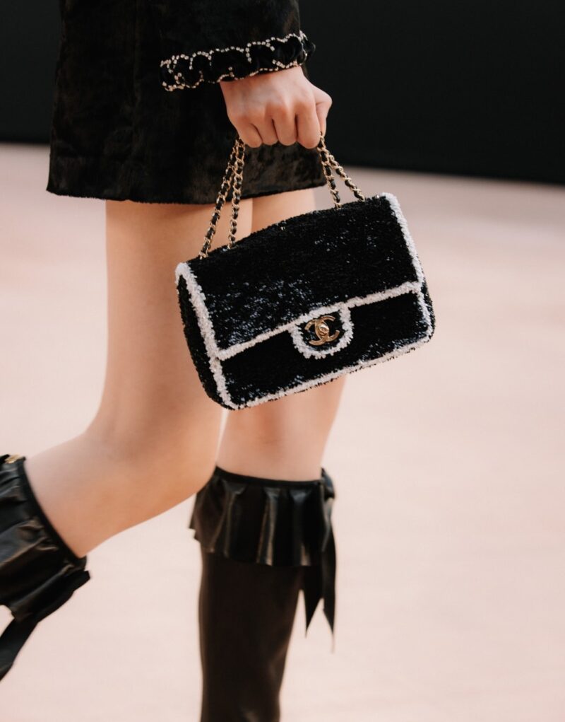 [True-to-ORIGINAL] Chanel Sequins Flap Bag Black For Women 8.3in/21cm‎ AS4561-B22165-U4411