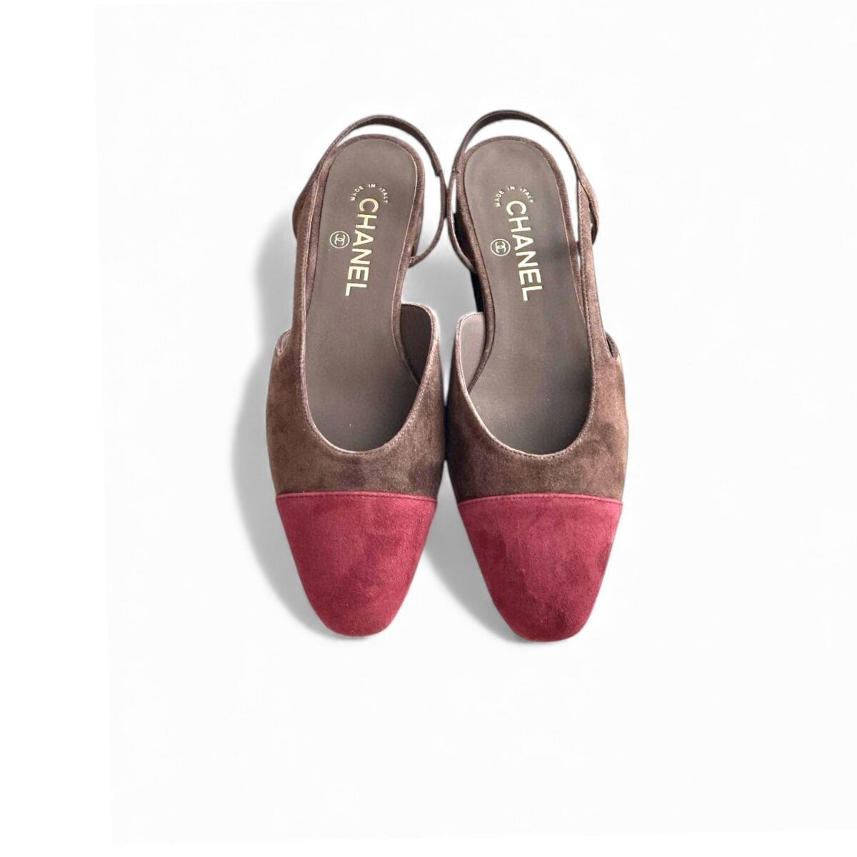 Chanel Suede Two-Tone Slingback Flats