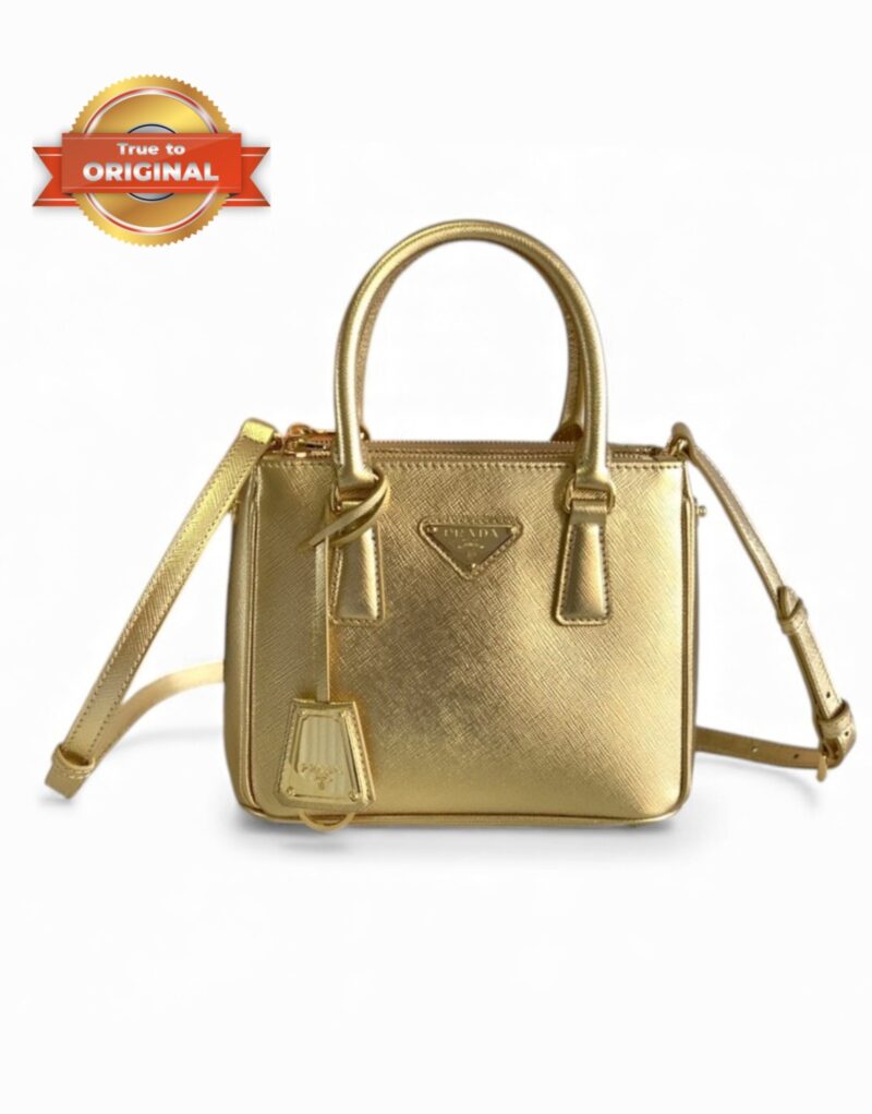 [True-to-ORIGINAL] Prada Galleria Saffiano Mini Bag Gold For Women 7.8in/20cm