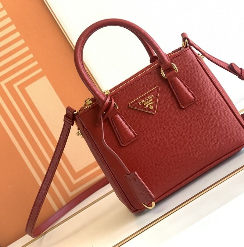 [True-to-ORIGINAL] Prada Galleria Saffiano Mini Bag Burgundy For Women 7.8in/20cm