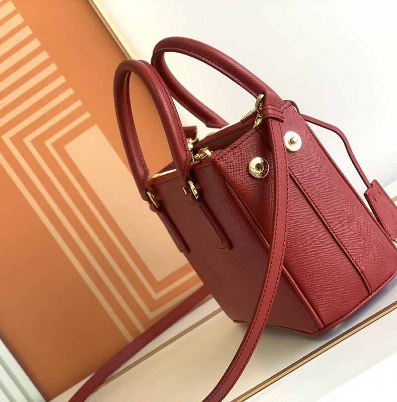 [True-to-ORIGINAL] Prada Galleria Saffiano Mini Bag Burgundy For Women 7.8in/20cm