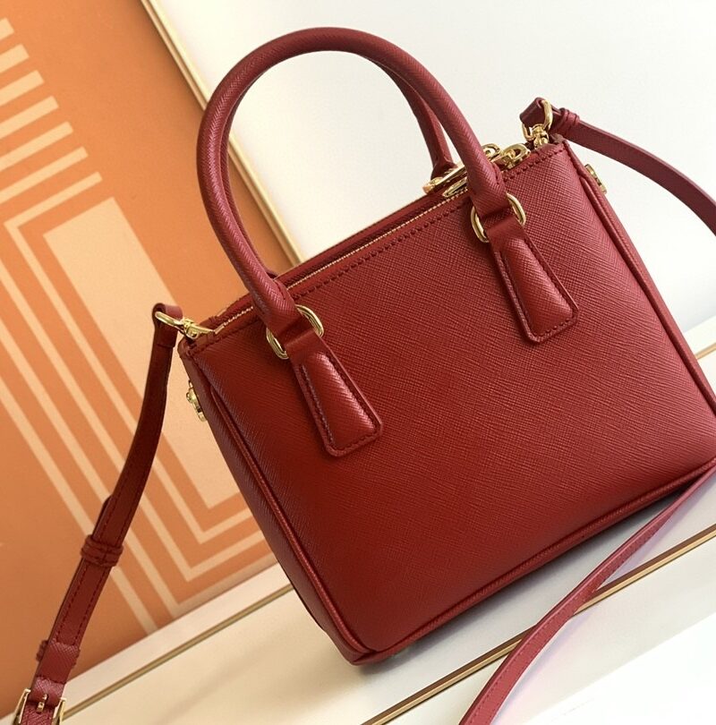 [True-to-ORIGINAL] Prada Galleria Saffiano Mini Bag Burgundy For Women 7.8in/20cm