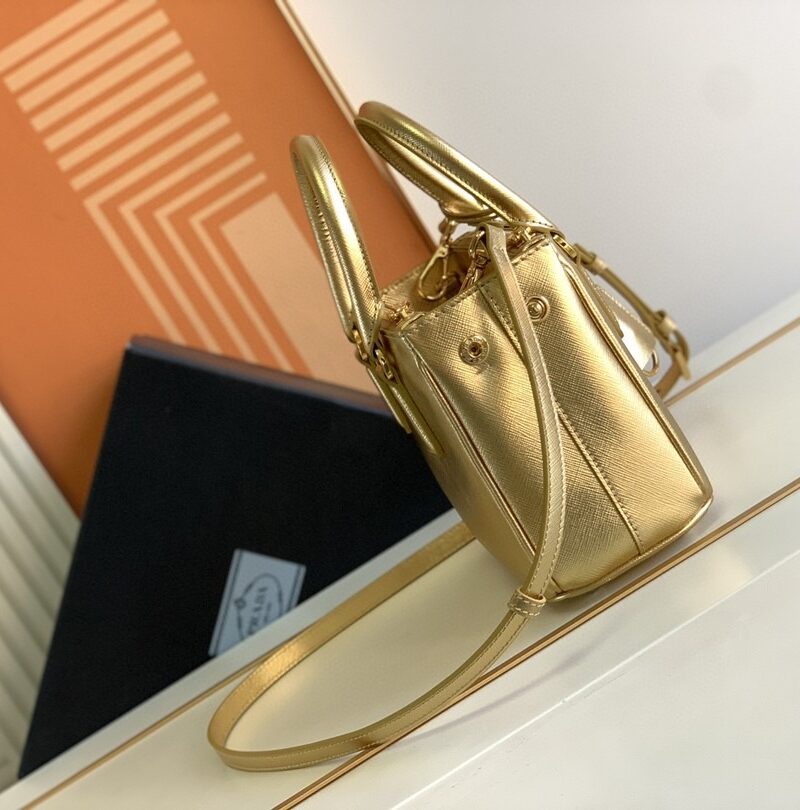 [True-to-ORIGINAL] Prada Galleria Saffiano Mini Bag Gold For Women 7.8in/20cm