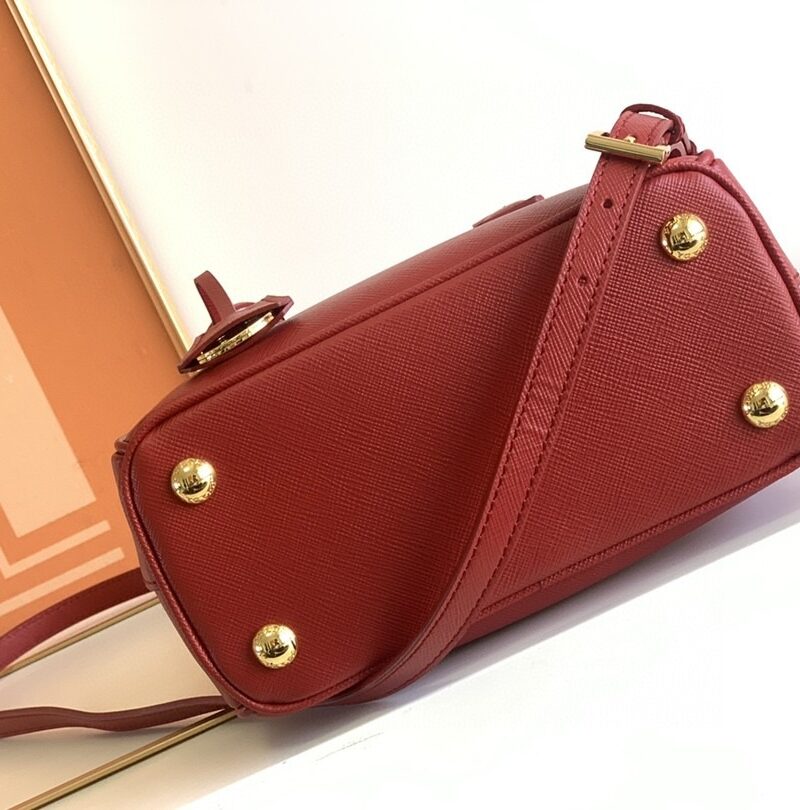 [True-to-ORIGINAL] Prada Galleria Saffiano Mini Bag Burgundy For Women 7.8in/20cm