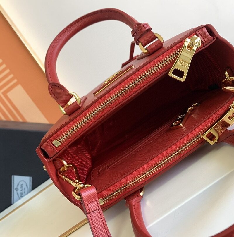 [True-to-ORIGINAL] Prada Galleria Saffiano Mini Bag Burgundy For Women 7.8in/20cm