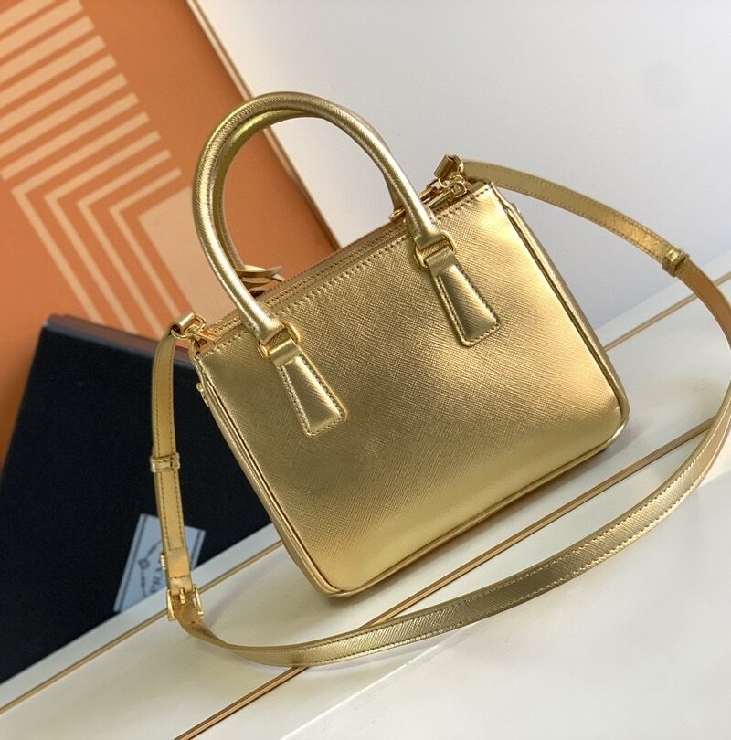 [True-to-ORIGINAL] Prada Galleria Saffiano Mini Bag Gold For Women 7.8in/20cm
