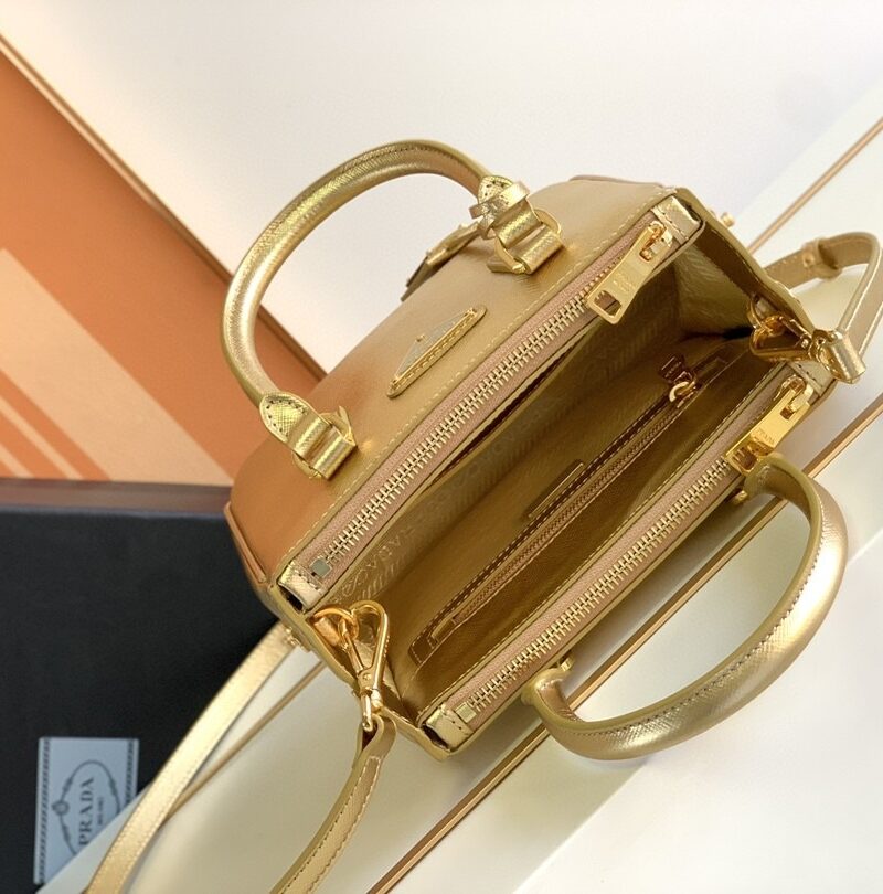[True-to-ORIGINAL] Prada Galleria Saffiano Mini Bag Gold For Women 7.8in/20cm
