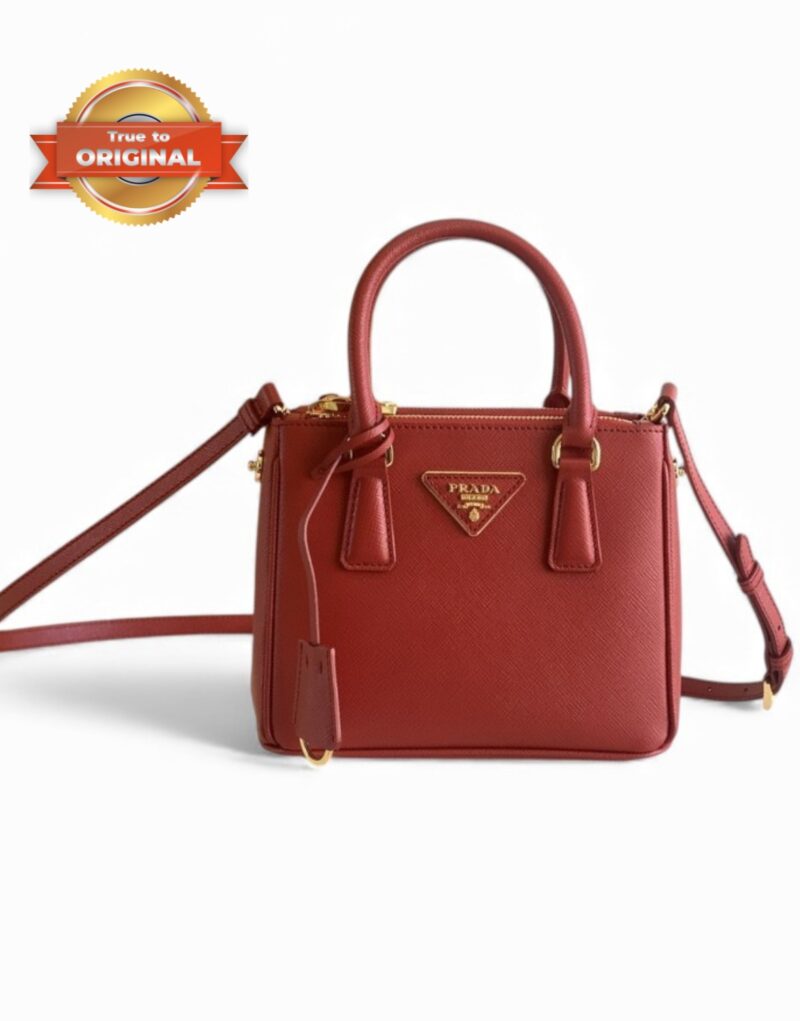 [True-to-ORIGINAL] Prada Galleria Saffiano Mini Bag Burgundy For Women 7.8in/20cm