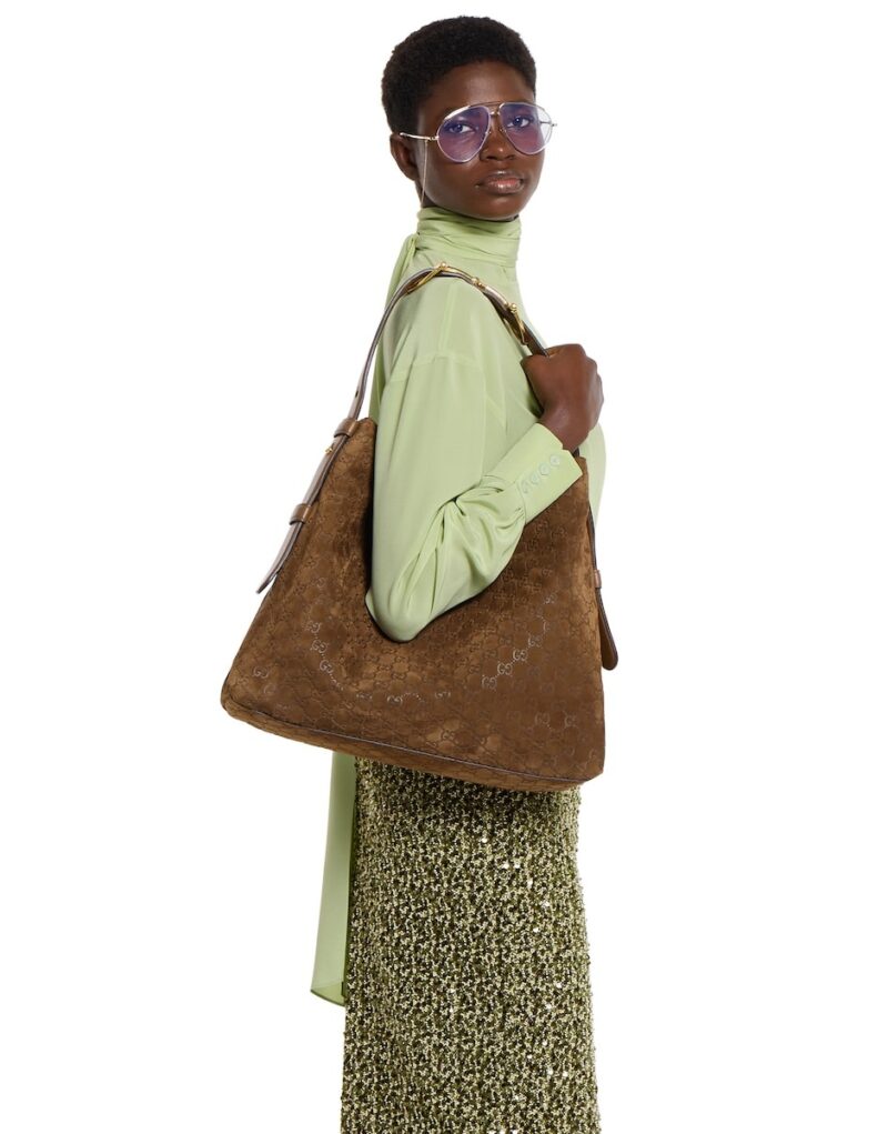 [True-to-ORIGINAL] Gucci Beatrix Large Tote Bag Brown Suede For Women 15.7in/40cm 850546 AAFOJ 2118